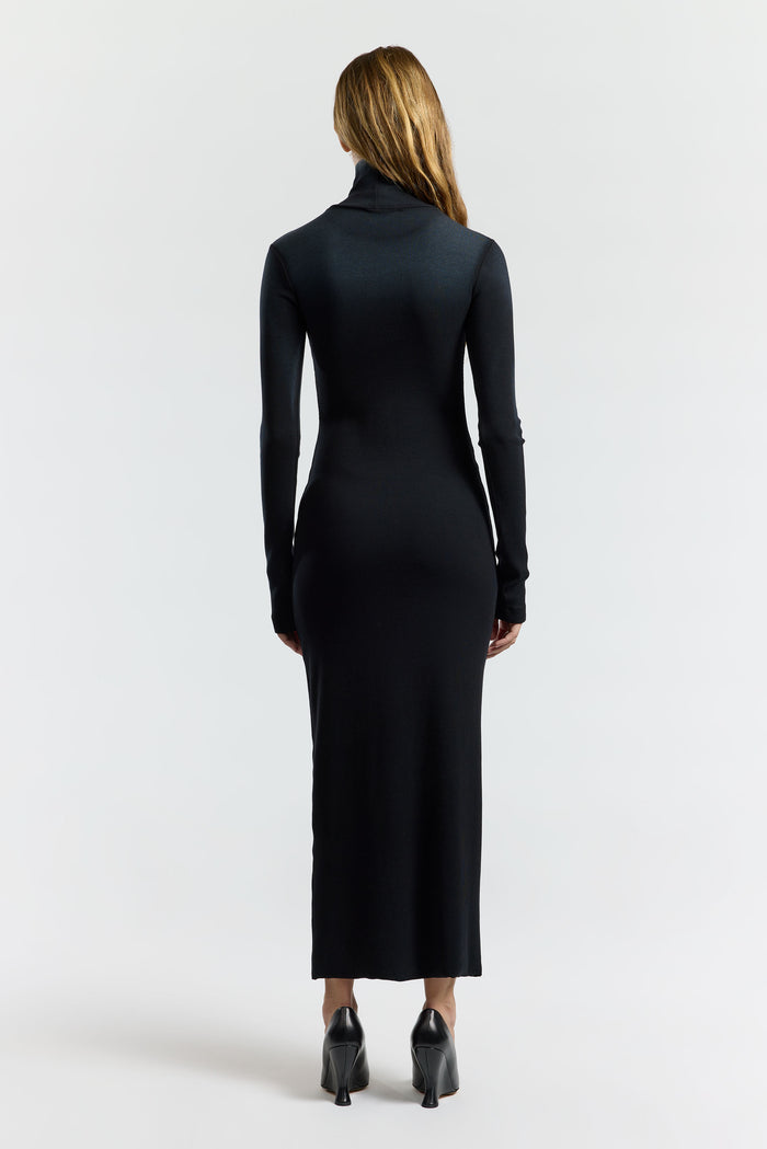 Cotton Citizen Verona Turtleneck Maxi Dress Black Cast