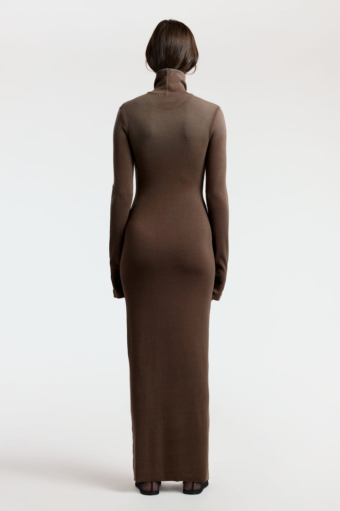 Cotton Citizen Verona Turtleneck Maxi Dress Chocolate Cast