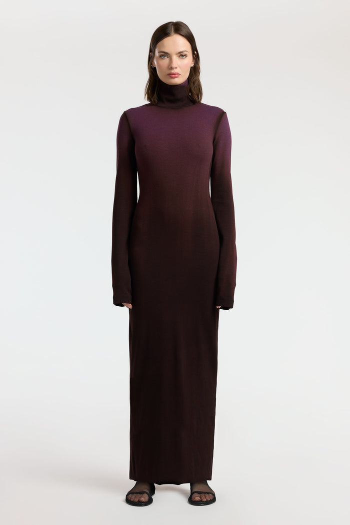 Cotton Citizen Verona Turtleneck Maxi Dress Eggplant Cast