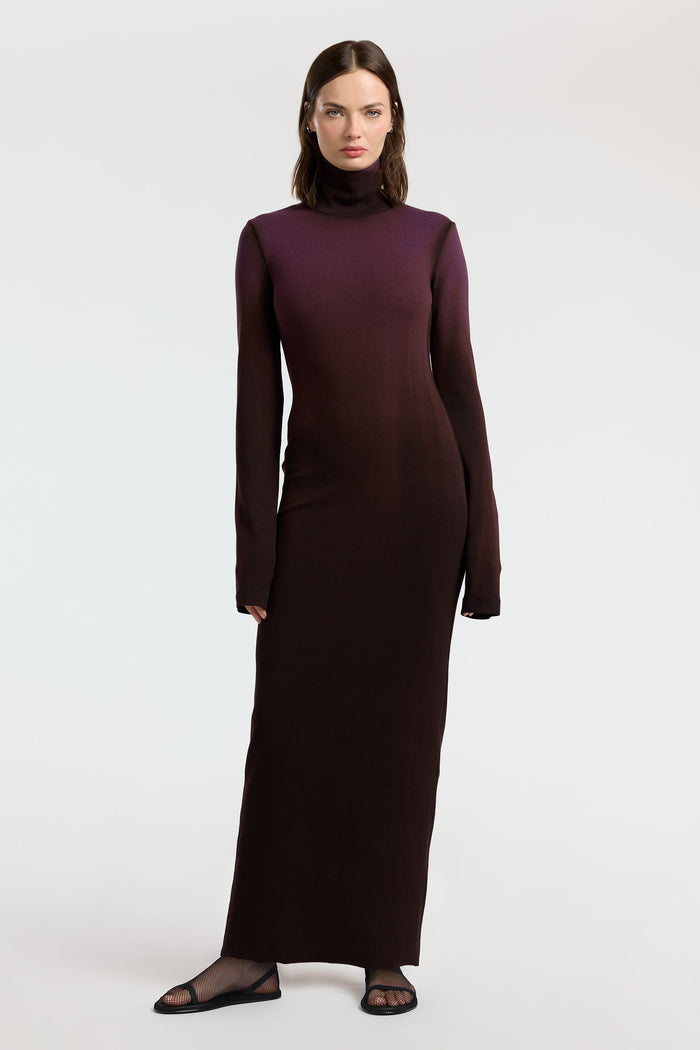 cotton citizen Verona Turtleneck Maxi Dress Eggplant Cast