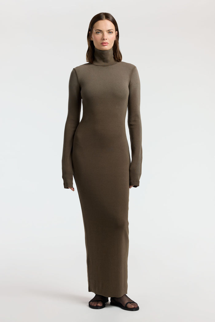 cotton citizen Verona Turtleneck Maxi Dress Fossil Cast