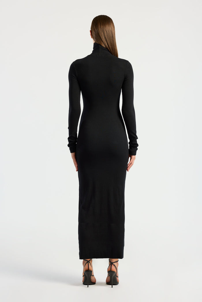 Cotton Citizen Verona Turtleneck Maxi Dress Jet Black