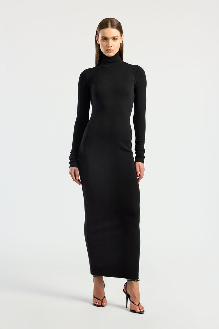 cotton citizen Verona Turtleneck Maxi Dress Jet Black
