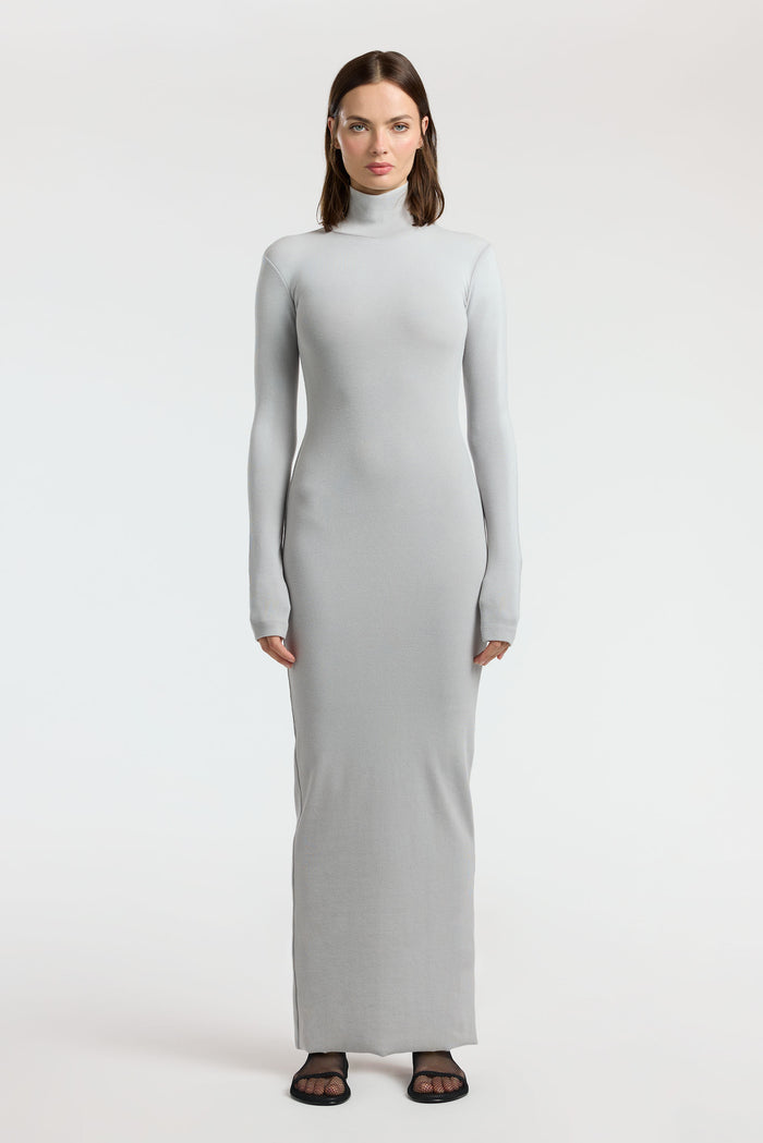 Cotton Citizen Verona Turtleneck Maxi Dress Silver Cast