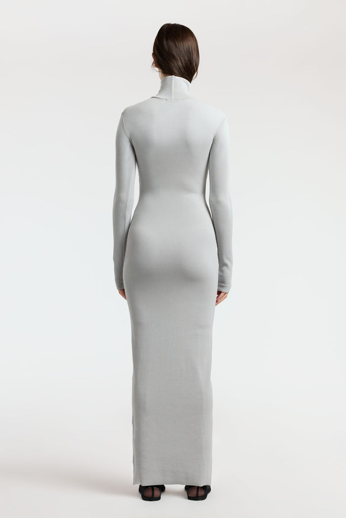 Cotton Citizen Verona Turtleneck Maxi Dress Silver Cast