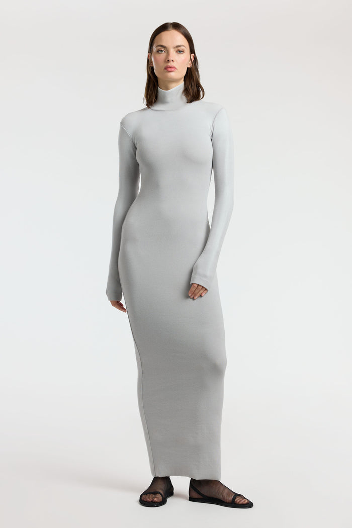 cotton citizen Verona Turtleneck Maxi Dress Silver Cast