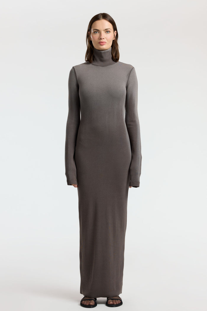 Cotton Citizen Verona Turtleneck Maxi Dress Stone Cast