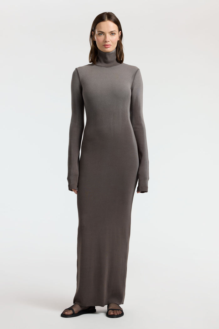 cotton citizen Verona Turtleneck Maxi Dress Stone Cast