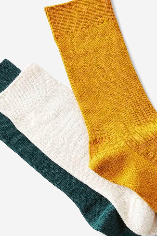 Cotton On 3 Pack Easy Socks Bone/vintage Gold/pineneedle