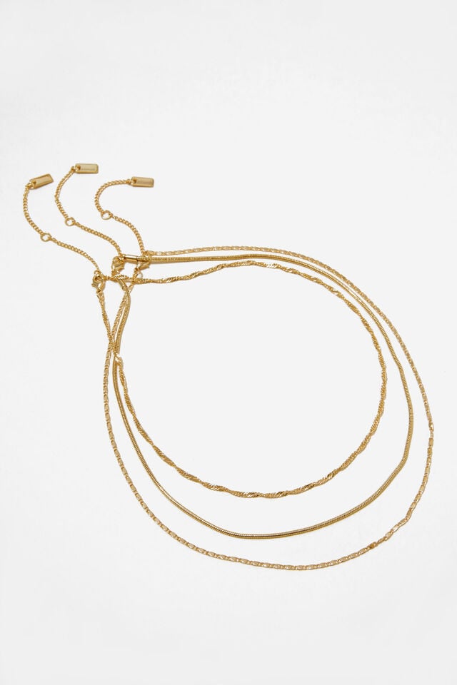 cotton on 3Pk Fine Chain Necklace up gold classic snake