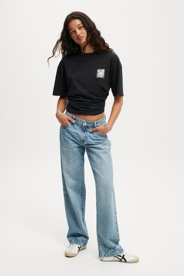 Cotton On 50 Cent Music Boxy Graphic Tee Lcn Mt 50 Cent/ Black