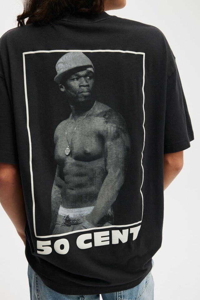 Cotton On 50 Cent Music Boxy Graphic Tee Lcn Mt 50 Cent/ Black