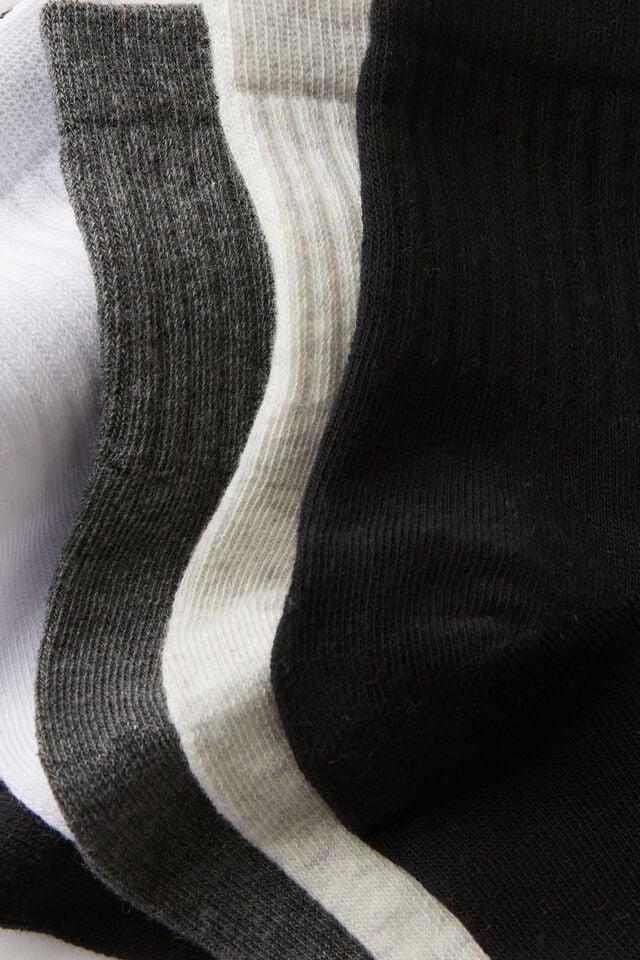Cotton On 5Pk Quarter Crew Sock Black Stripe/grey Mix