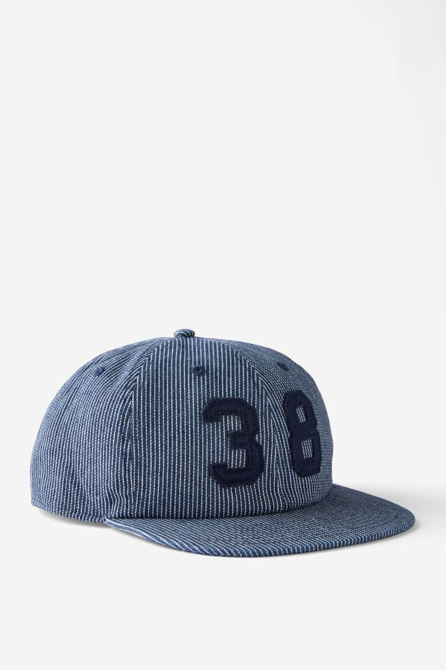cotton on 6 Panel Ball Cap blue and white stripe/38