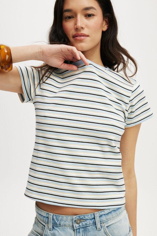 Cotton On 90S Baby Tee Serene Blue/vintage White Retro Stripe