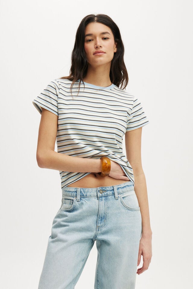 cotton on 90S Baby Tee serene blue/vintage white retro stripe