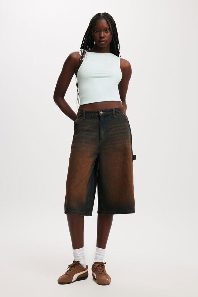 cotton on 91 Baggy Denim Jort carpenter y2k washed brown