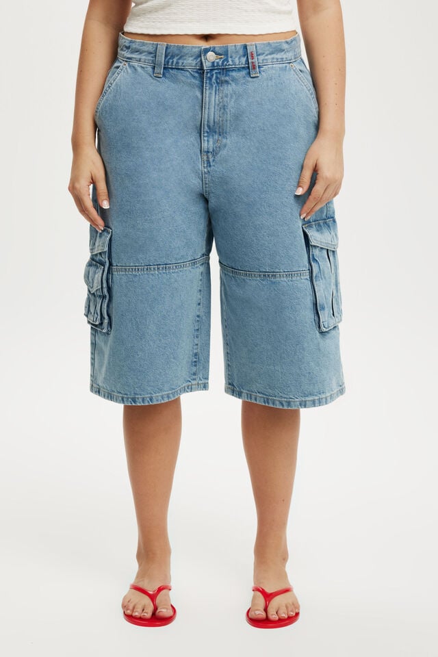 Cotton On 91 Baggy Denim Jort Cleanwater Blue/cargo