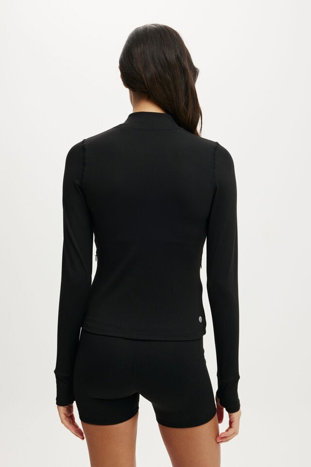 Cotton On Active Core Zip Through Long Sleeve Black