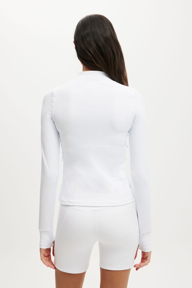 Cotton On Active Core Zip Through Long Sleeve White