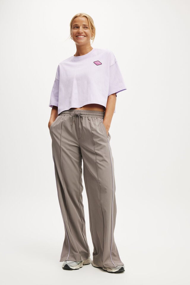 Cotton On Active Cropped Graphic Tee Pastel Lilac/body Wellness Club
