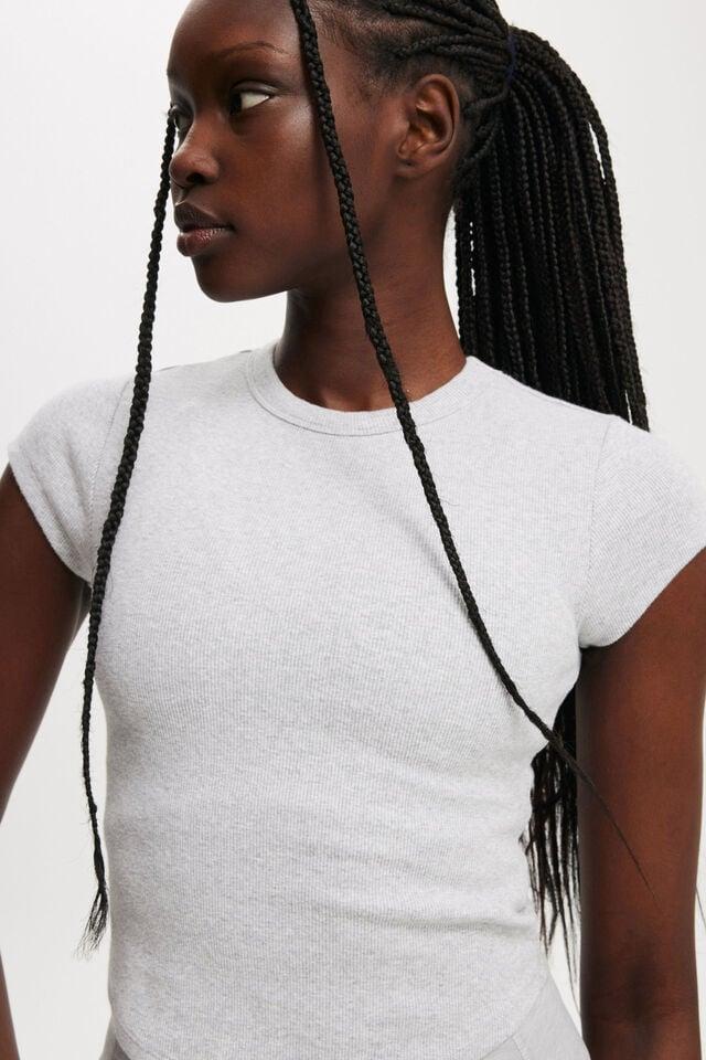 Cotton On Active Curved Hem Baby Tee Light Grey Marle