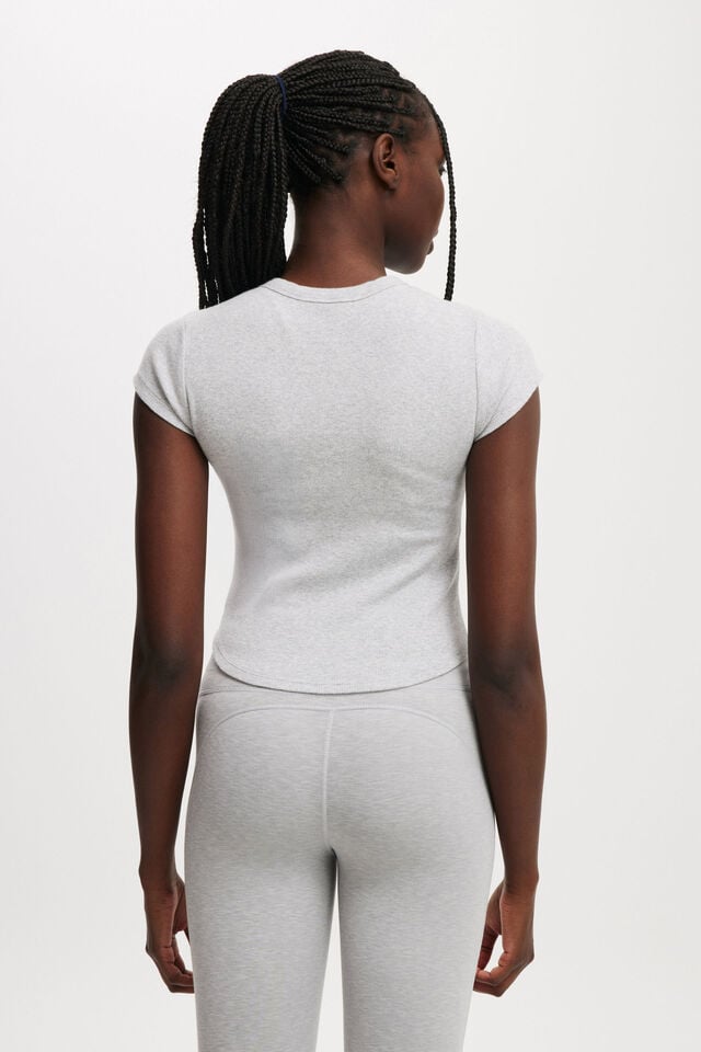 Cotton On Active Curved Hem Baby Tee Light Grey Marle