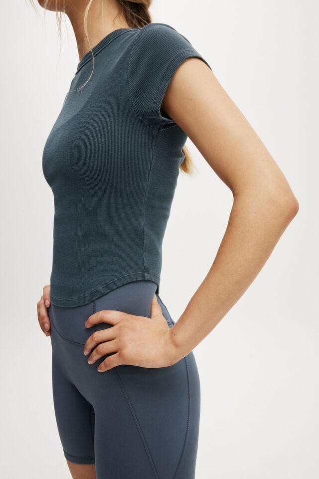 Cotton On Active Curved Hem Baby Tee Washed Folkstone Grey