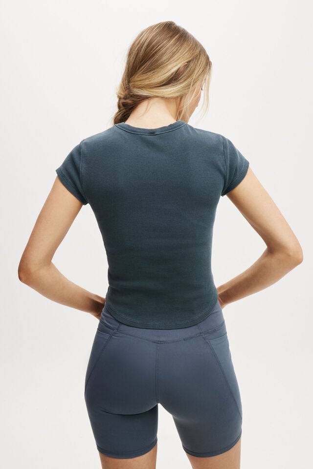 Cotton On Active Curved Hem Baby Tee Washed Folkstone Grey