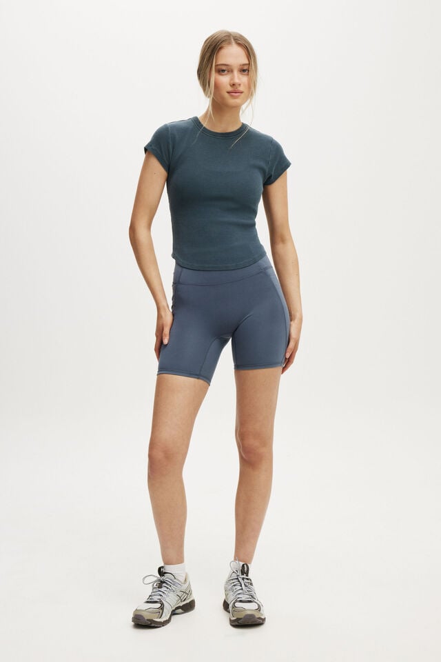 Cotton On Active Curved Hem Baby Tee Washed Folkstone Grey