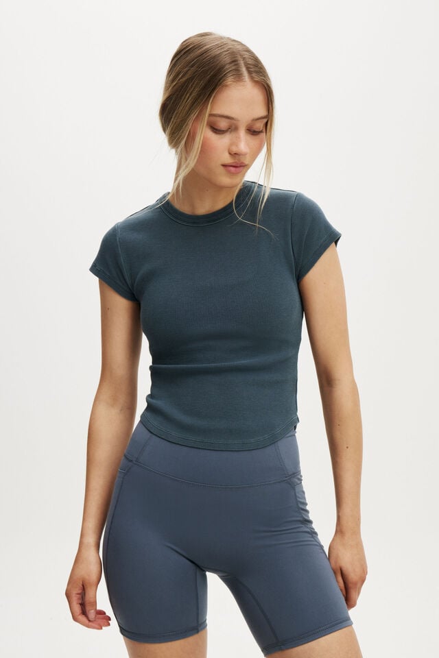 cotton on Active Curved Hem Baby Tee washed folkstone grey