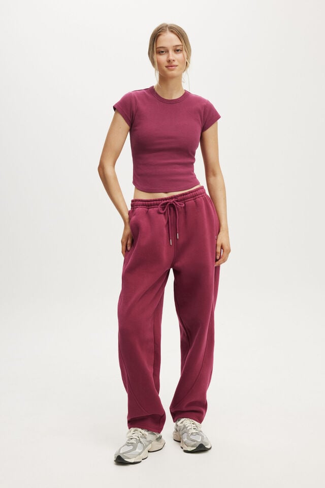 Cotton On Active Curved Hem Baby Tee Washed Sangria