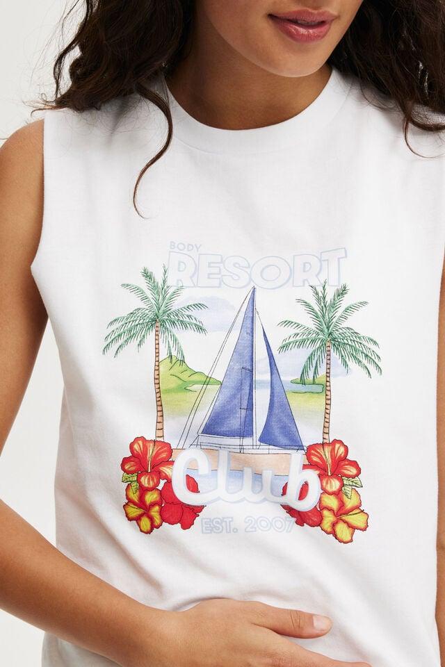 Cotton On Active Graphic Crew Tank White/resort Club