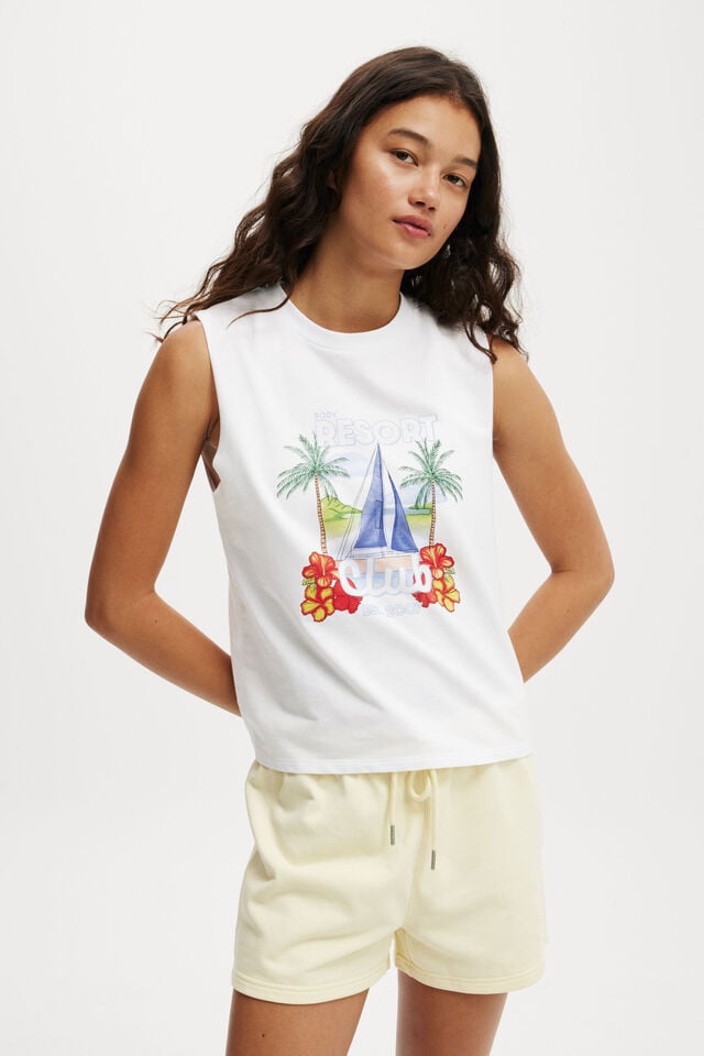 cotton on Active Graphic Crew Tank white/resort club