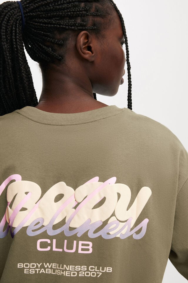 Cotton On Active Graphic Tee Jungle Green/bwc Interlaced