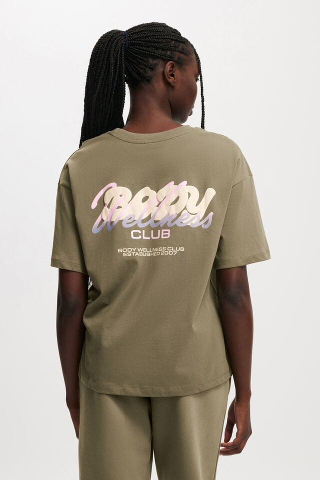 Cotton On Active Graphic Tee Jungle Green/bwc Interlaced