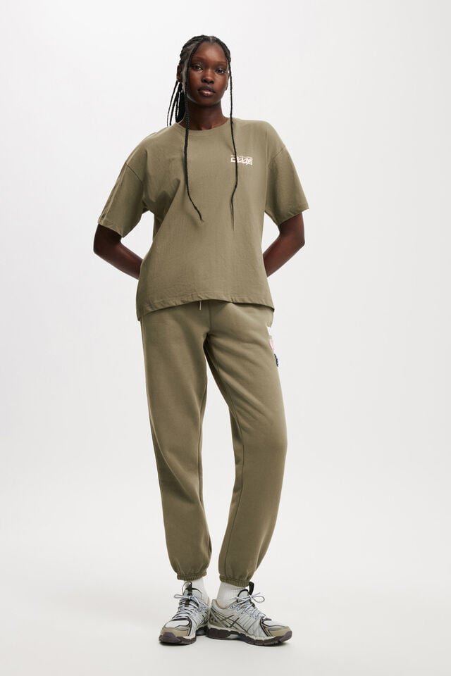 Cotton On Active Graphic Tee Jungle Green/bwc Interlaced