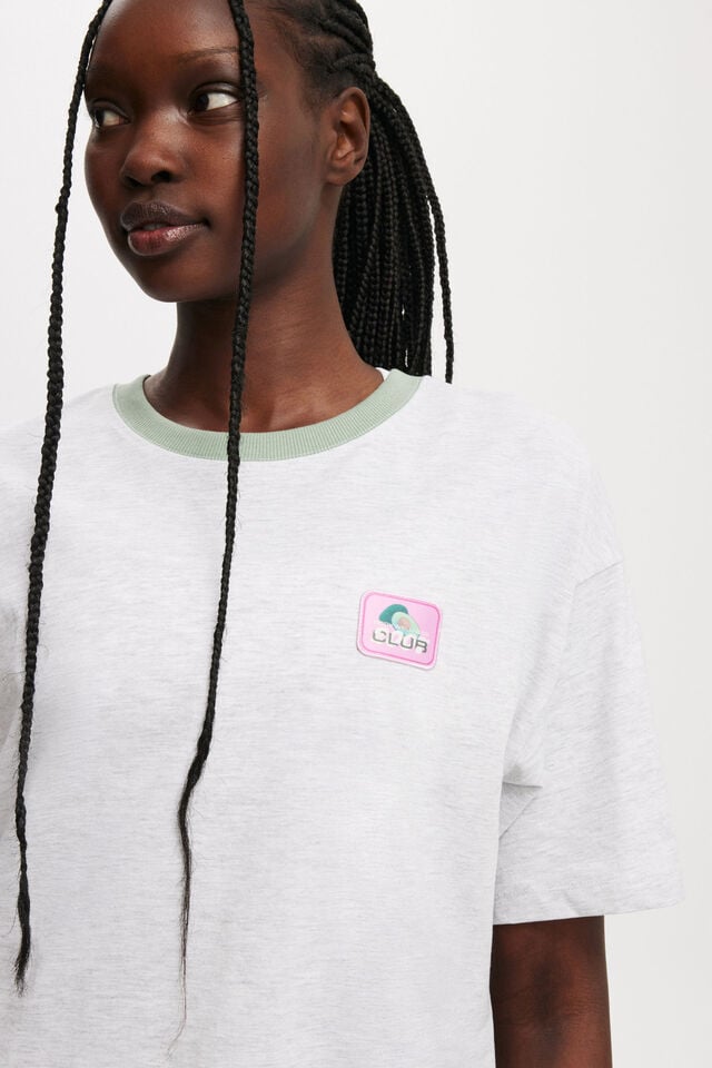 Cotton On Active Graphic Tee Light Grey Marle/bwc Interlaced Badge