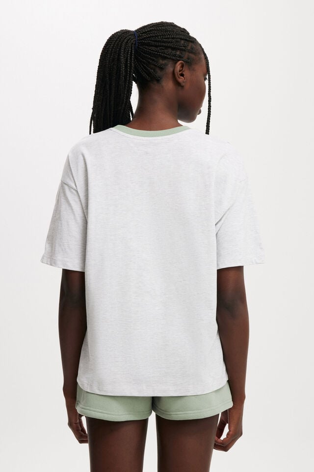 Cotton On Active Graphic Tee Light Grey Marle/bwc Interlaced Badge