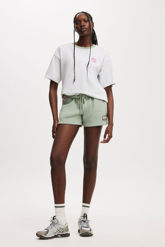 Cotton On Active Graphic Tee Light Grey Marle/bwc Interlaced Badge