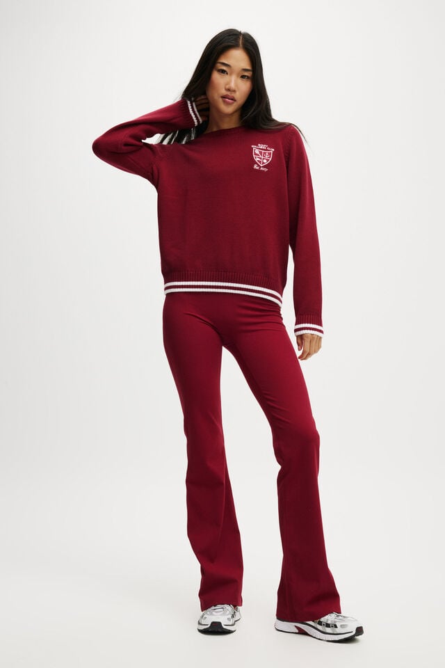 Cotton On Active Knitted Graphic Crew Deep Red/heritage Club