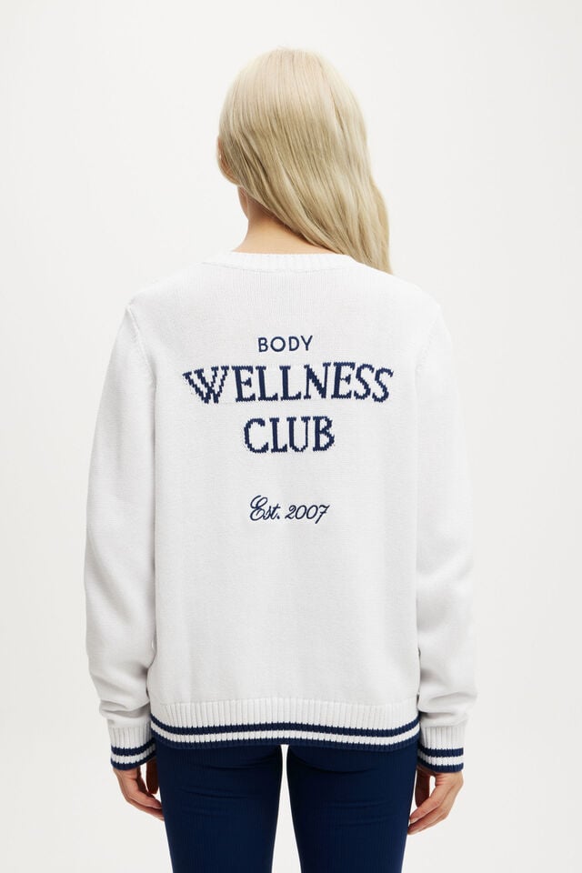 Cotton On Active Knitted Graphic Crew White/heritage Club