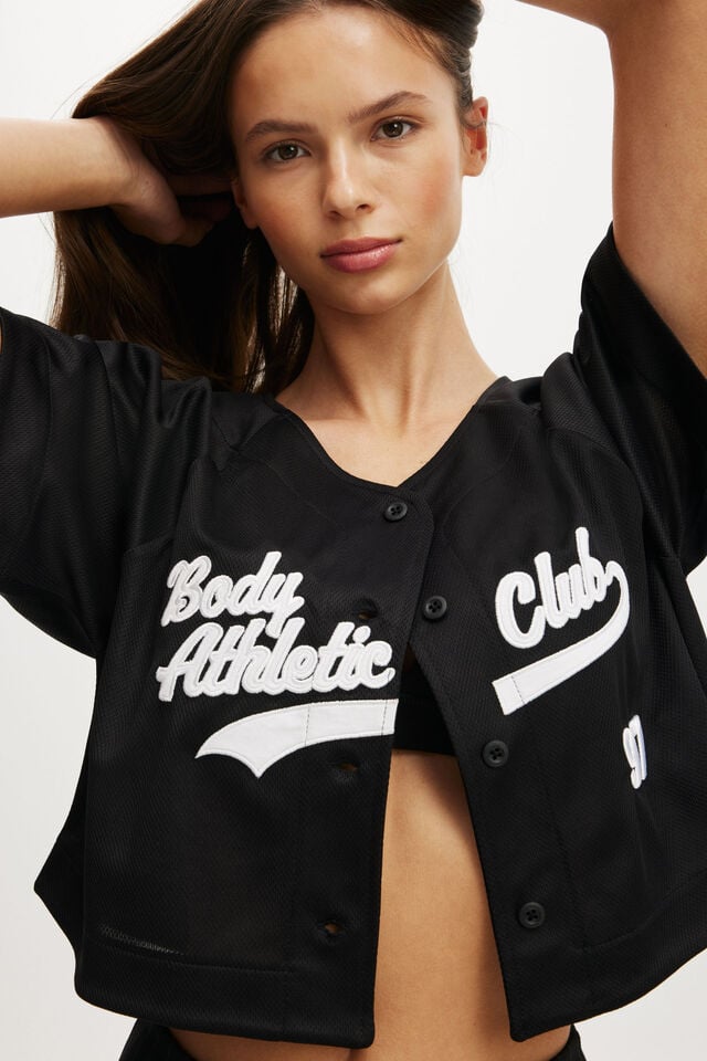 Cotton On Active Mesh Raglan Graphic Tee Black/white