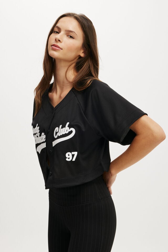 cotton on Active Mesh Raglan Graphic Tee black/white