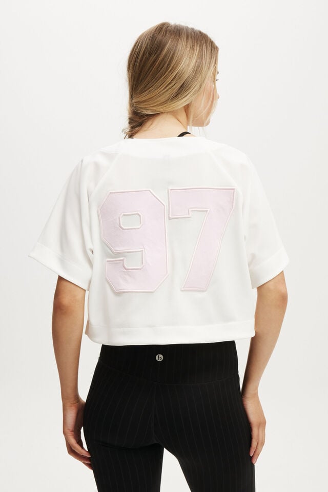 Cotton On Active Mesh Raglan Graphic Tee Coconut Milk/cherry Dream