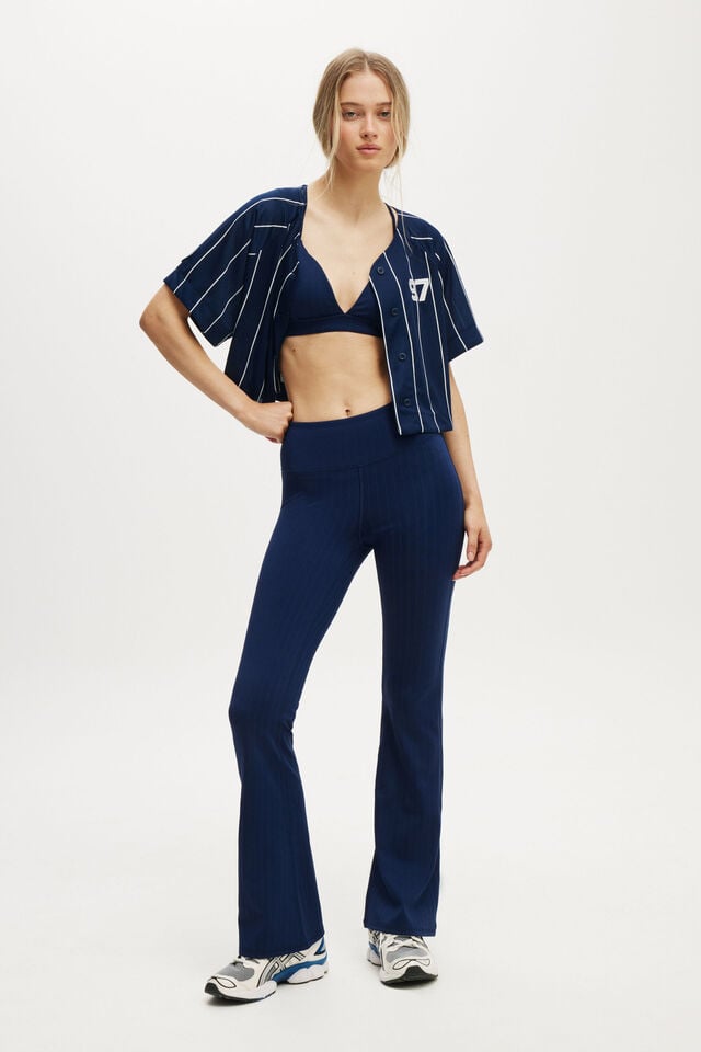 Cotton On Active Mesh Raglan Graphic Tee White/heritage Blue Stripe