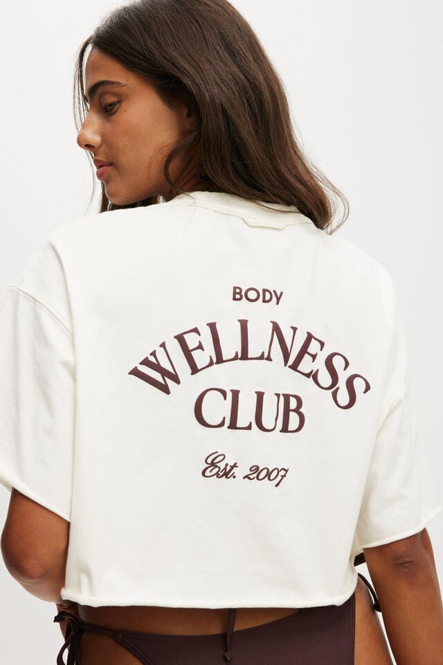 Cotton On Active Relaxed Cropped Tshirt Coconut Milk/dark Oak