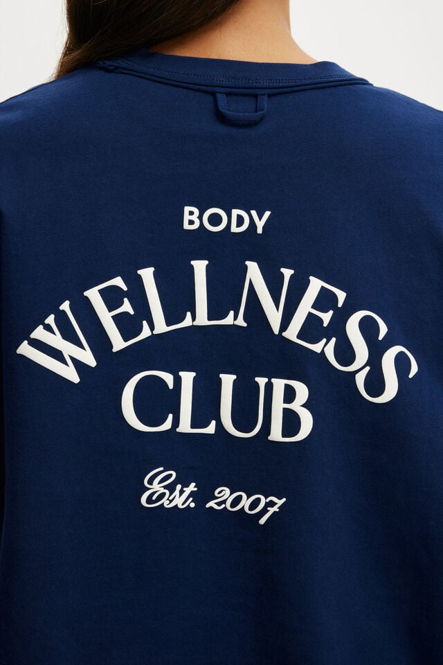 Cotton On Active Relaxed Cropped Tshirt Heritage Blue/coconut Milk