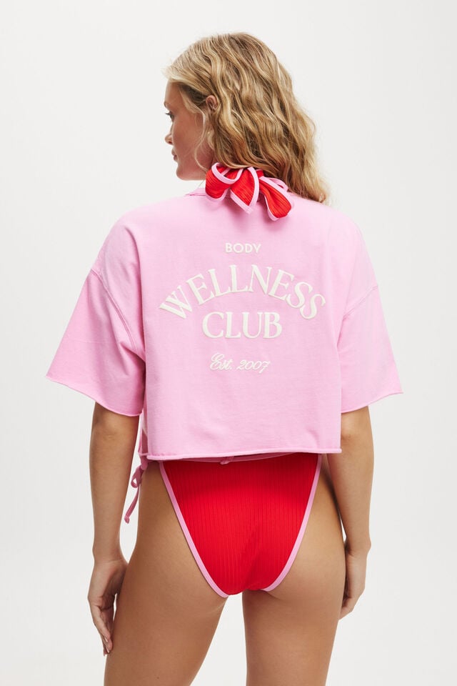 Cotton On Active Relaxed Cropped Tshirt Millennial Pink/coconut Milk