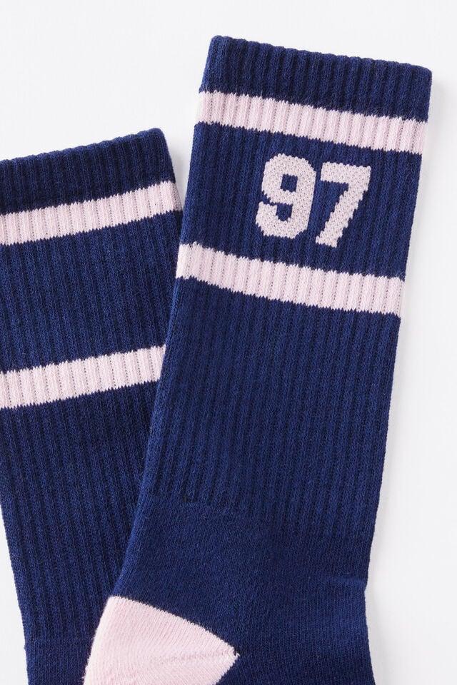 Cotton On Active Tube Sock 97 Heritage Blue Marle/blushing Bride